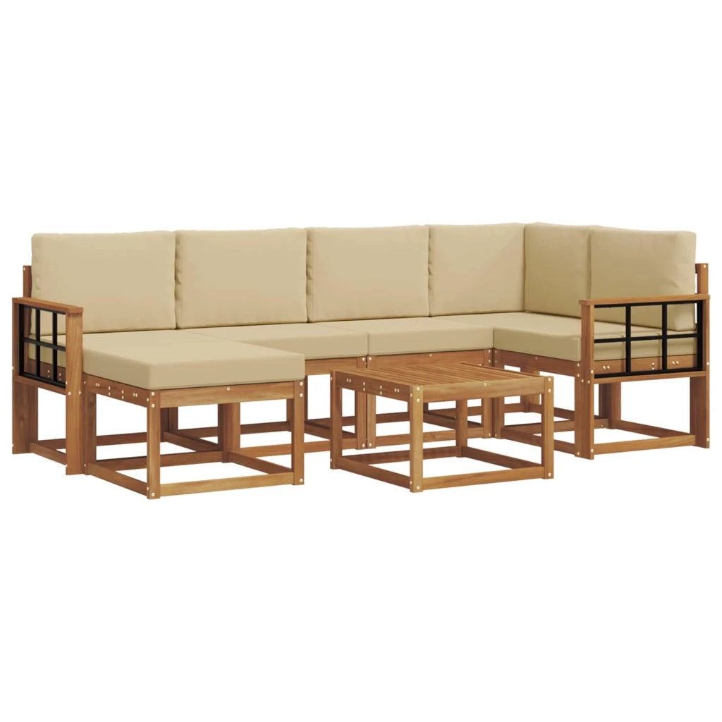 Set di divani da esterno con cuscino 7 pcs Naturale e Beige