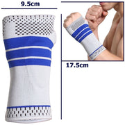 Trade Shop - Polsiera Fascia Elastica Supporto Per Polso Sinistro Anallergico Protezione Blu -