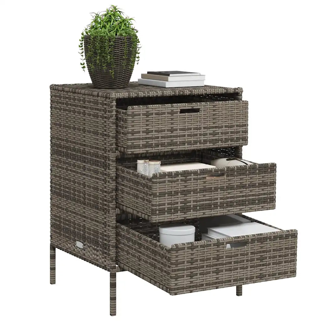 Armadietto Portaoggetti Giardino Grigio 55x59x80cm Polyrattan 365553