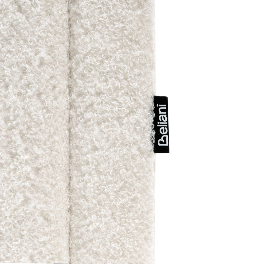 Letto matrimoniale con contenitore in tessuto bouclè bianco sporco 140 x 200 cm portaoggetti stile moderno