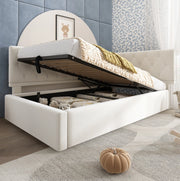 Letto divano con contenitore idraulico 90x190 cm in velluto beige