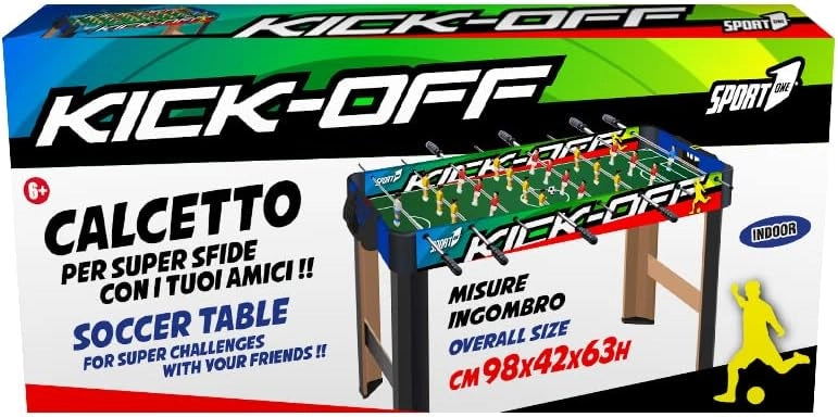 EIC Calcetto indoor Kick-Off con gambe. Calcetto balilla da interno in MDF. Misure medie, 98x42x63cm. Bigliardino da cas