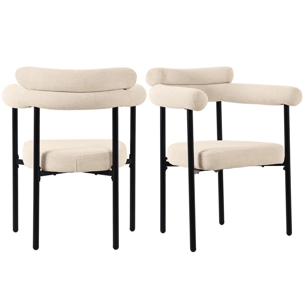 Fauteuil con seduta ampia ergonomica in tessuto effetto scamosciato con struttura in ferro beige per sala da pranzo