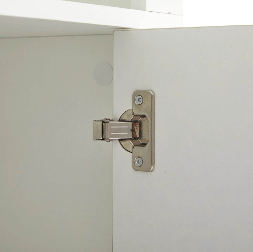Vetrina LED 100x35x170 cm in MDF bianco con ripiani e vetro temperato
