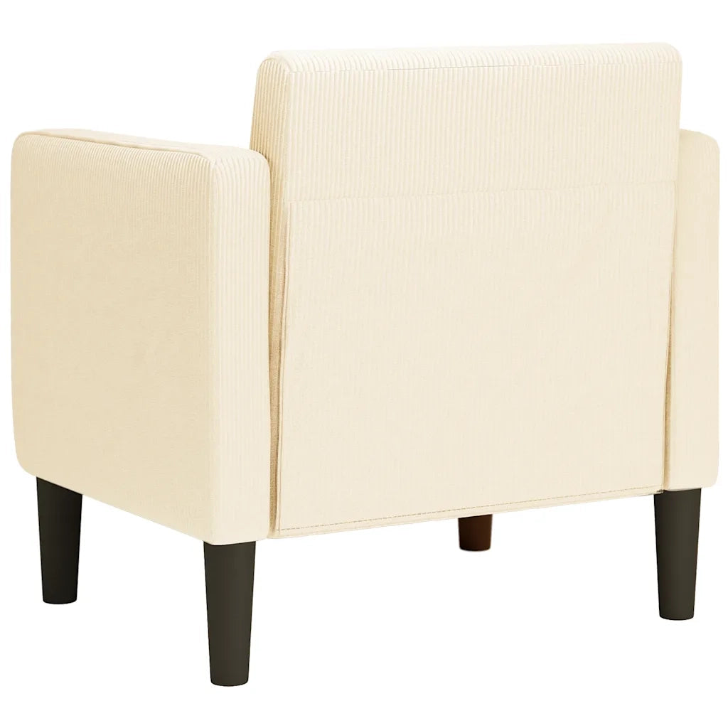 Divano Sedia con Braccioli Crema 54 cm Tessuto a Coste 4100517
