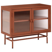 Credenza in acciaio con vetro scanalato, 2 ante, ripiani regolabili ruggine ripiani regolabili design moderno e industriale