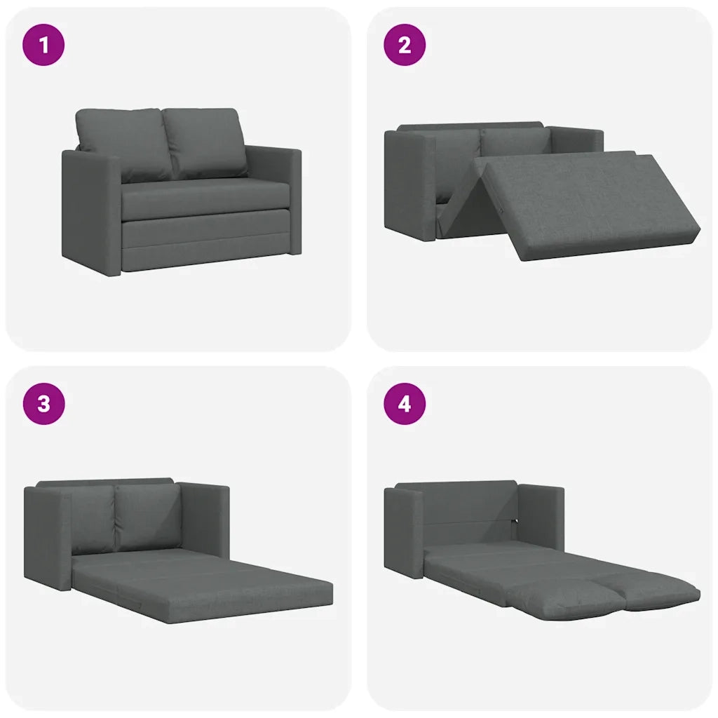 Divano Letto da Terra 2 in 1 Grigio Scuro 112x174x55 cm Tessuto 353965
