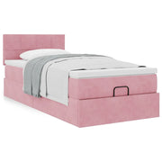 Struttura Letto Pouf con Materasso Rosa 100x200 cm Velluto 3311758