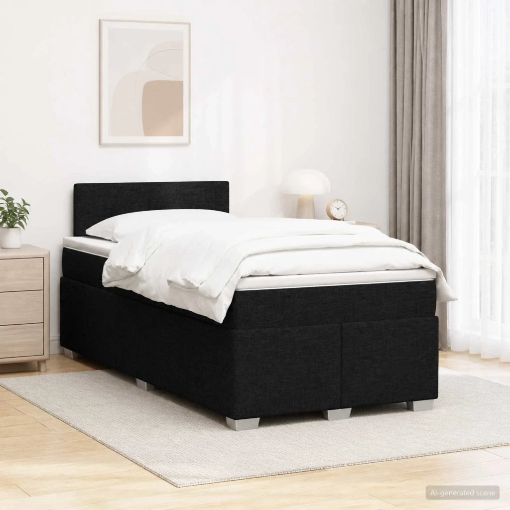 Letto con Box Spring, Materasso e LED Nero 120 x 200 cm Tessuto 3451919