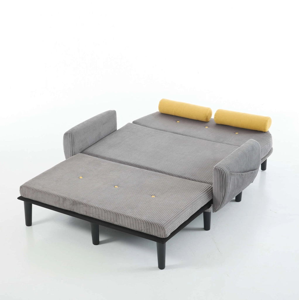 Divano multiforme 133.5x77x85 cm reclinabile in velluto grigio