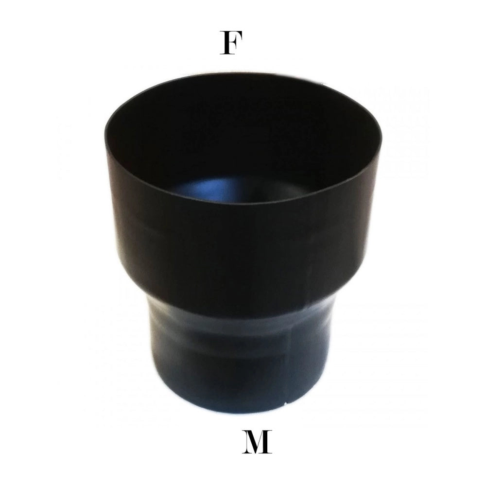 Raccordo aumento maschio femmina colore nero per stufa a legna, diametro f 200 - m 160 mm