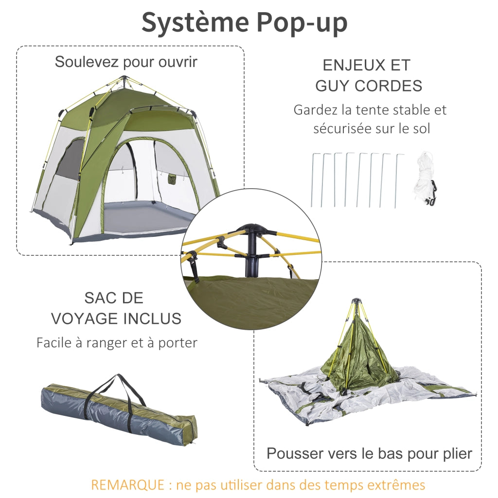 Tenda da Camping Pop-Up 3 Persone ¨C Zephmum ¨C Verde Grigio