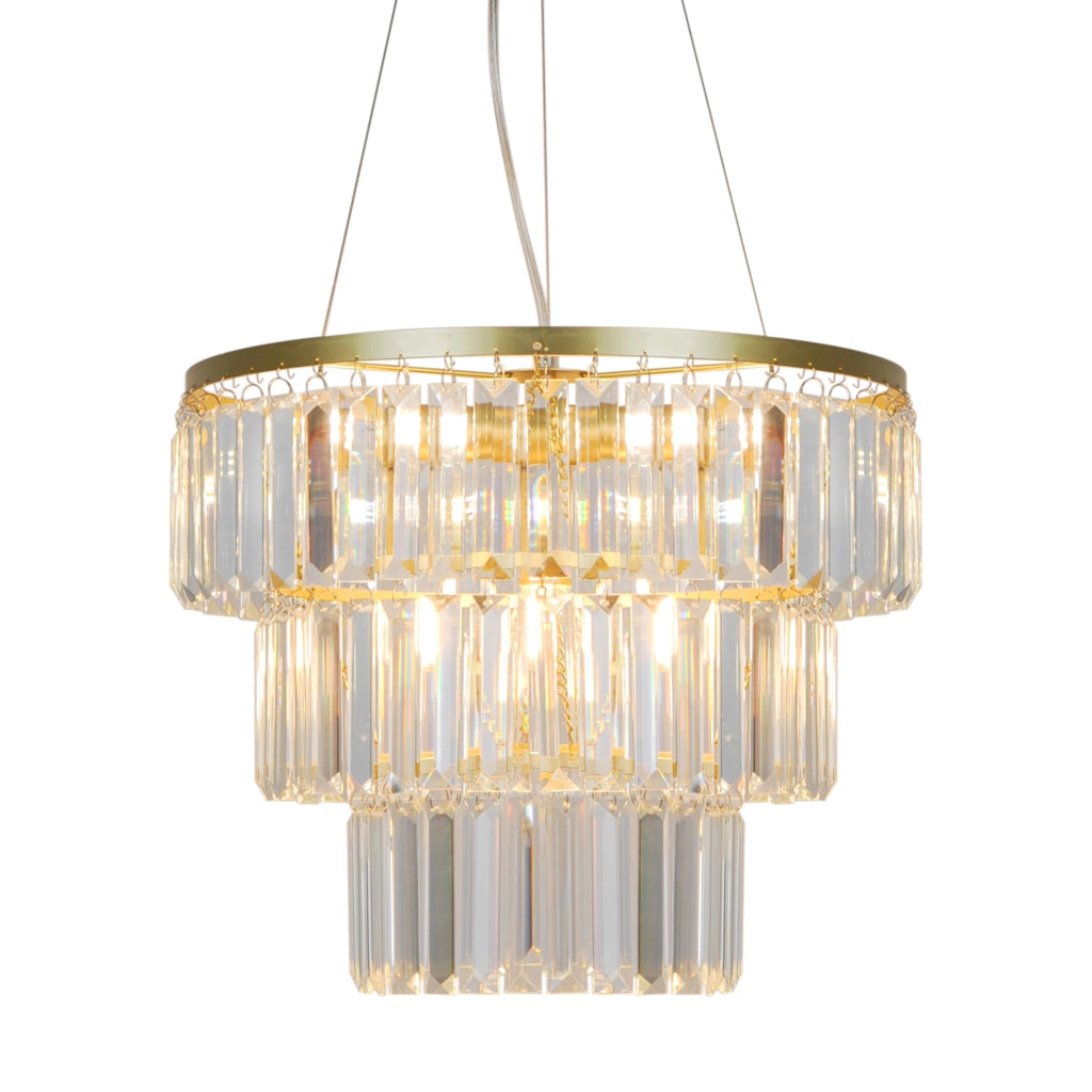 Lampadario Tiffany glamour cristallo oro Ø40 4xE14