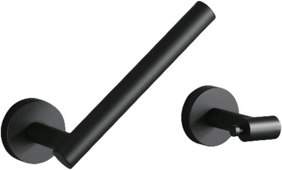 Supporto per carta igienica flessibile, supporto per carta igienica girevole, fissaggio a muro, acciaio inossidabile SUS 304, supporto per carta igienica regolabile, design moderno (nero lucido)