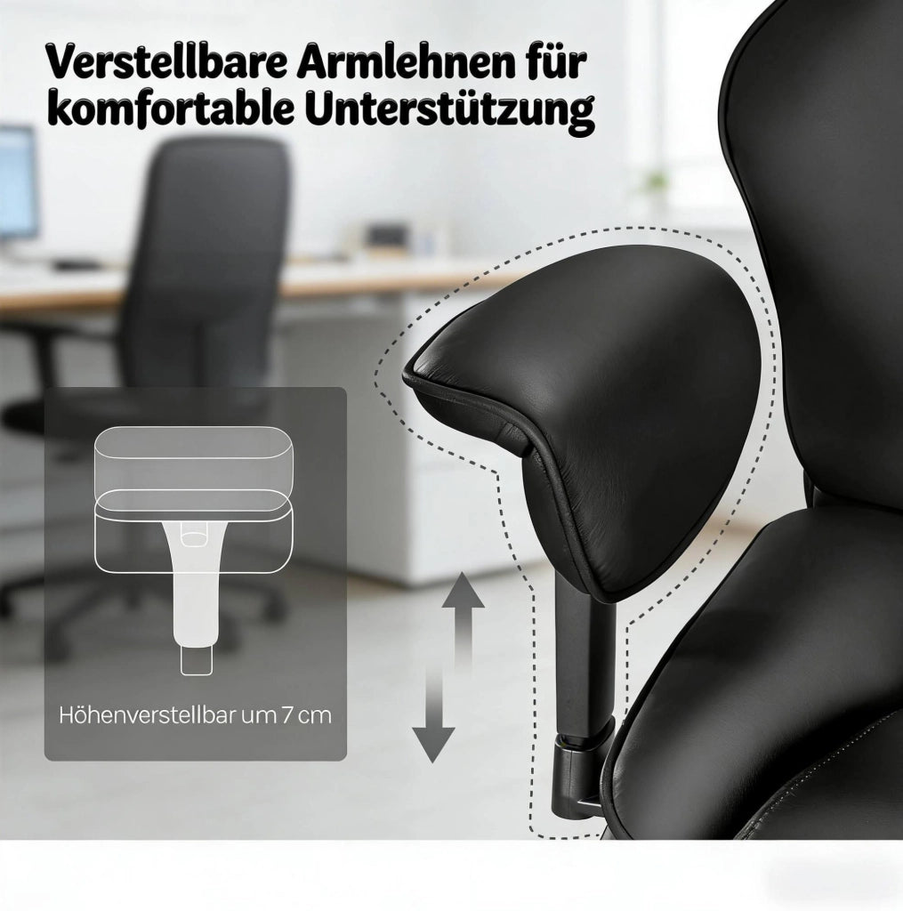 Sedia da ufficio ergonomica nera con poggiapiedi estensibile
