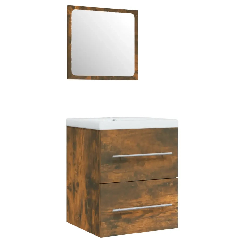 Mobile Bagno con Lavabo Integrato Rovere Fumo Legno Multistrato 3114168