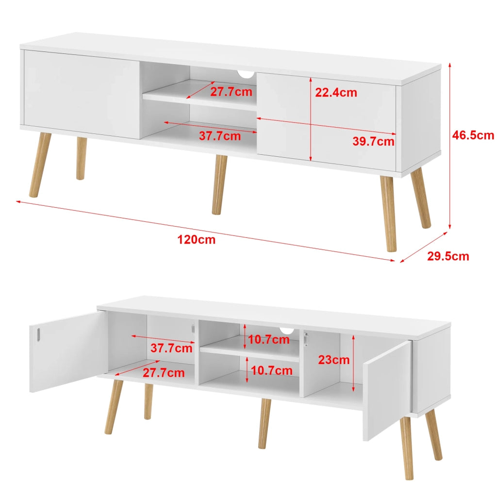 Mobile porta TV di design con panca PVC 120 cm bianco effetto rovere 03_0005861