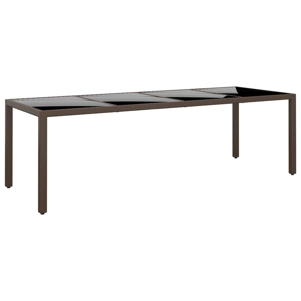 Tavolo da Giardino con Piano Vetro Marrone in Polyrattancod mxl 126346
