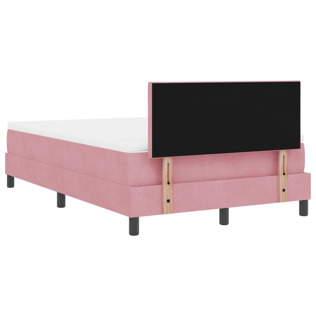 Letto Box Spring con Materasso Rosa Piccolo Doppio Velluto
