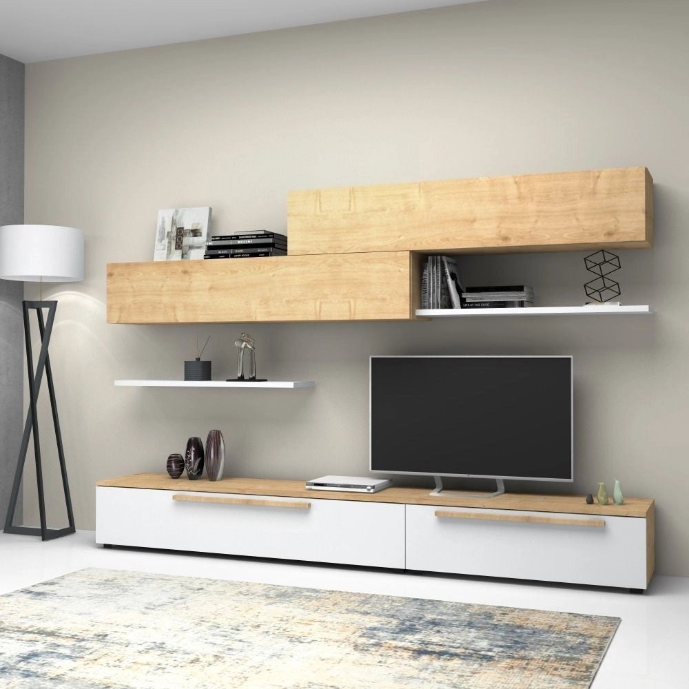 Parete attrezzata Kombat 260 colore rovere bianco