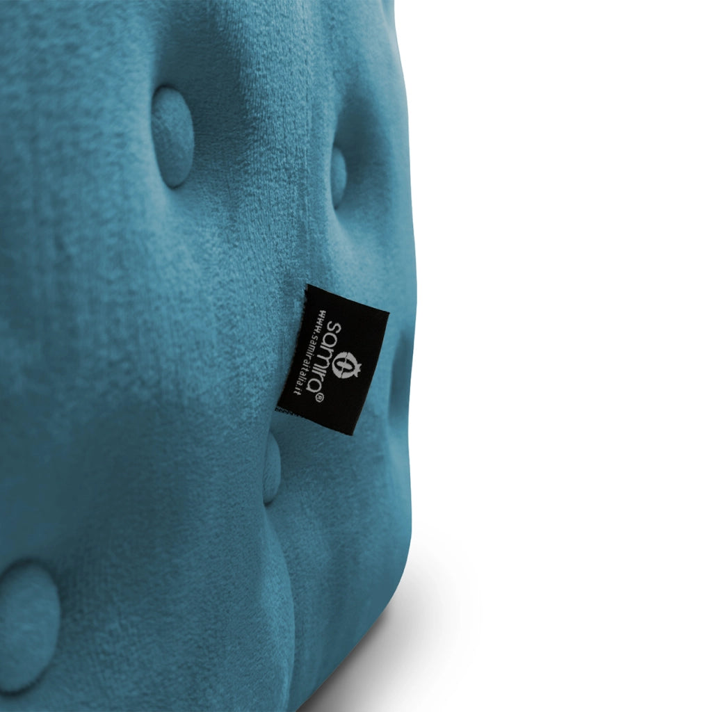 Pouf poggiapiedi quadrato, pouf divano in velluto blu petrolio - Otto - PO27OT