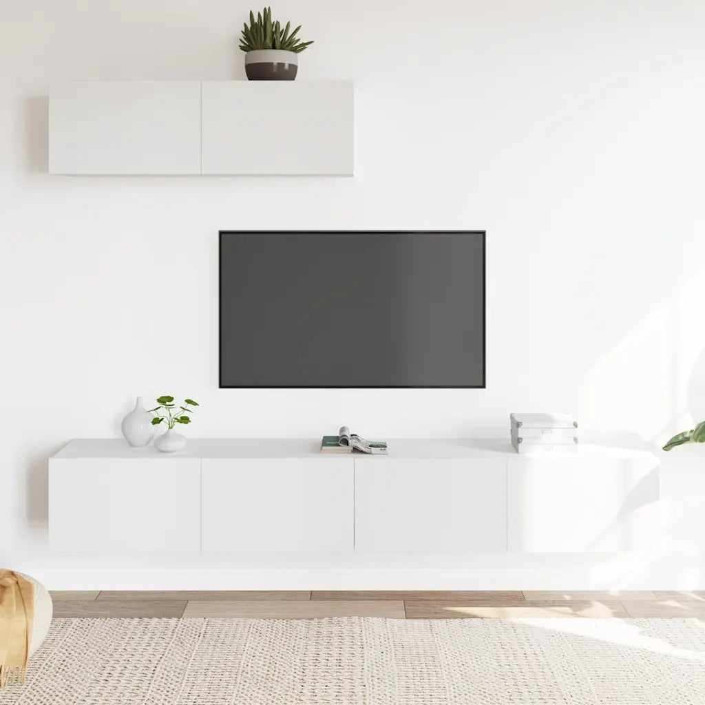 Set Mobili Porta TV 3 pz Bianco in Legno Multistrato 3114478