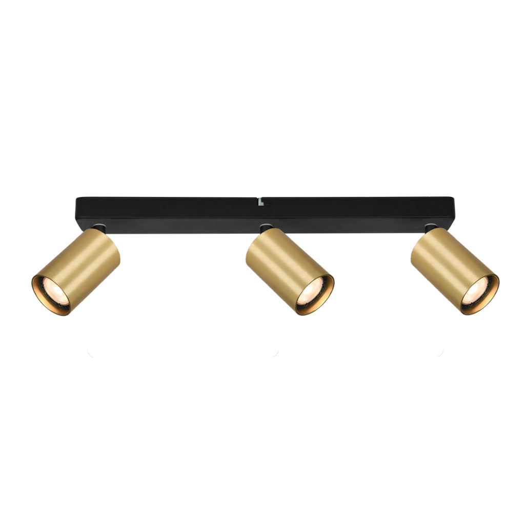 Plafoniera Italux Nesto ottone/nero barra 3 GU10 orientabili
