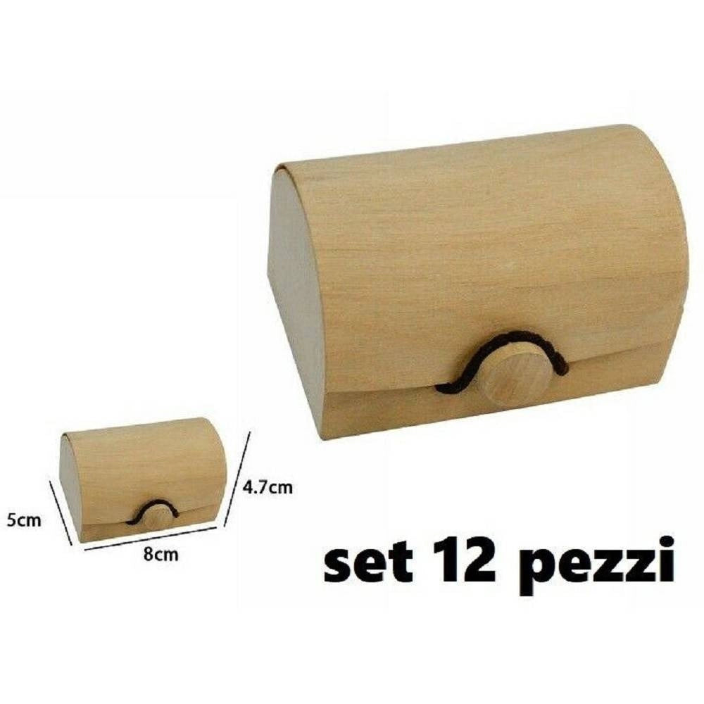Trade Shop - Set 12 Scatole Box Astuccio In Legno Decoupage Portagioie Cofanetto 53488a -