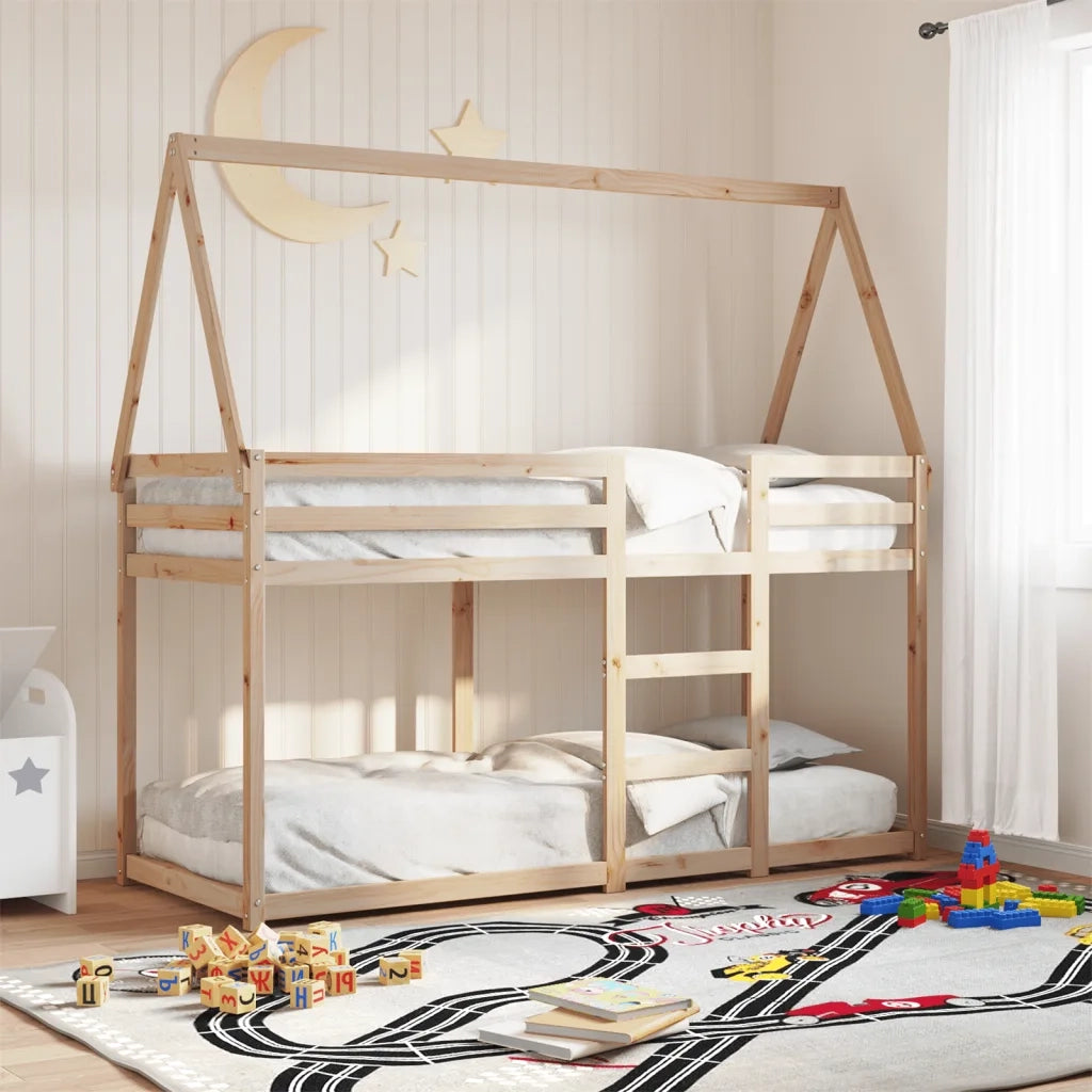 Letto singolo | Letto per adulti | Letto a Castello con Tetto 75x190 cm in Legno Massello di Pino