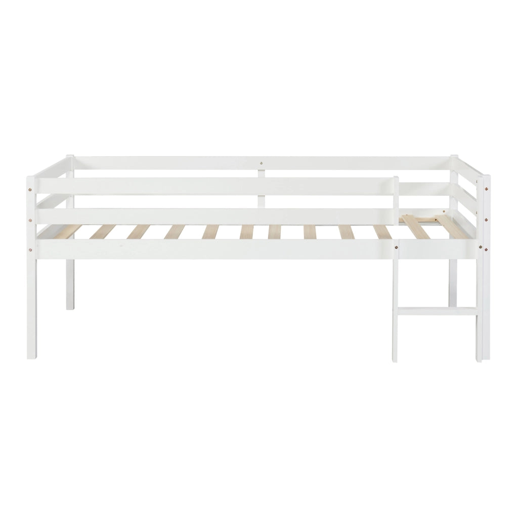 Letto per Cameretta Siikalatva in Legno di Pino con Materasso 90x200 cm Bianco [en.casa]