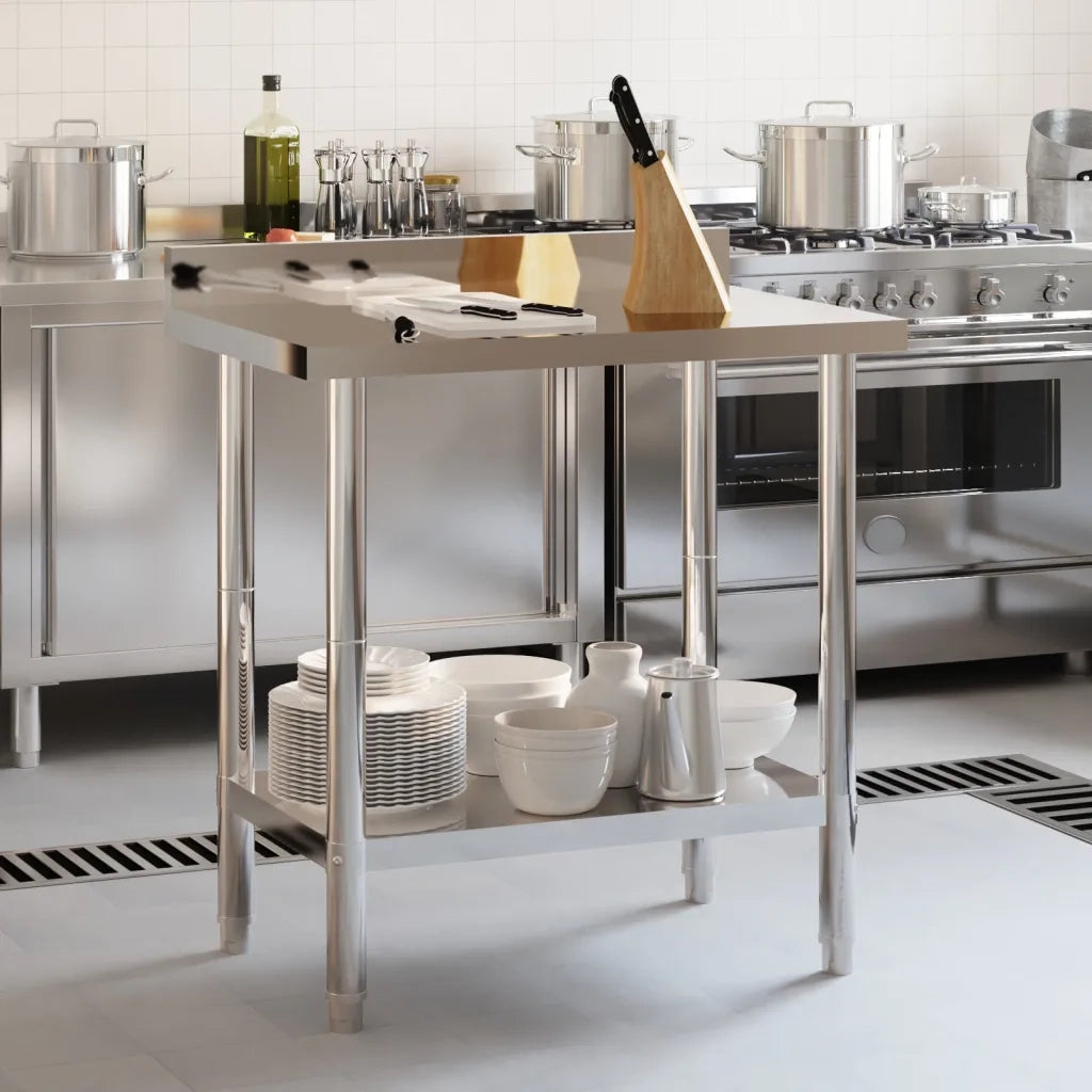 Tavolo Lavoro Cucina con Paraschizzi 82,5x55x93cm Acciaio Inox CFW6188023