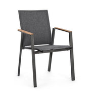 Set di 4 Sedie da Giardino con Braccioli in Alluminio e Teak - HIGHLANDER