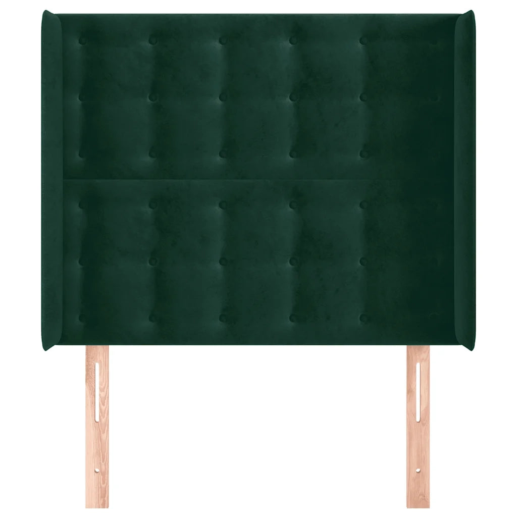 Testiera | Testata ad Orecchio Verde Scuro 103x16x118/128cm in Velluto