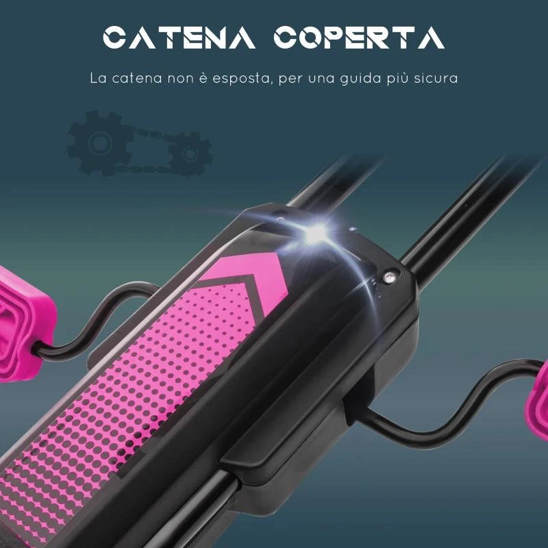 GO KART A PEDALI PER BAMBINI 5-12 ANNI CON SEDILE REGOLABILE, IN METALLO E PP 121X58X61 CM, ROSA E NERO