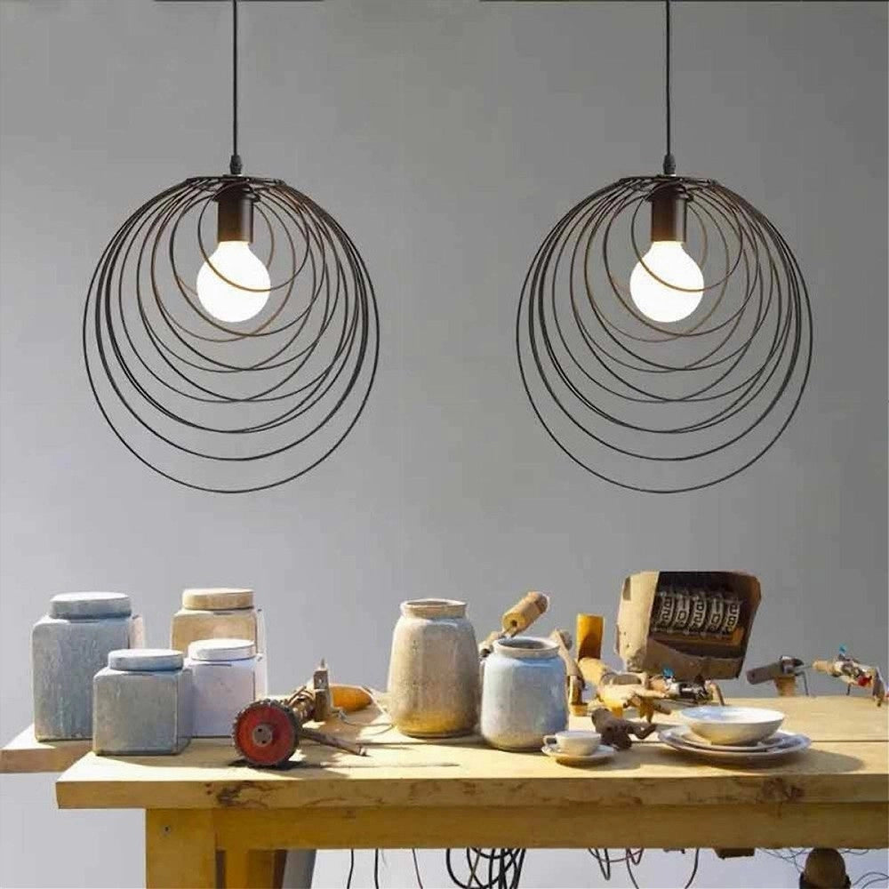 Trade Shop - Lampadario A Sospensione Nero E27 Lampada Geometrica Da Soffitto Decorativa B86 -