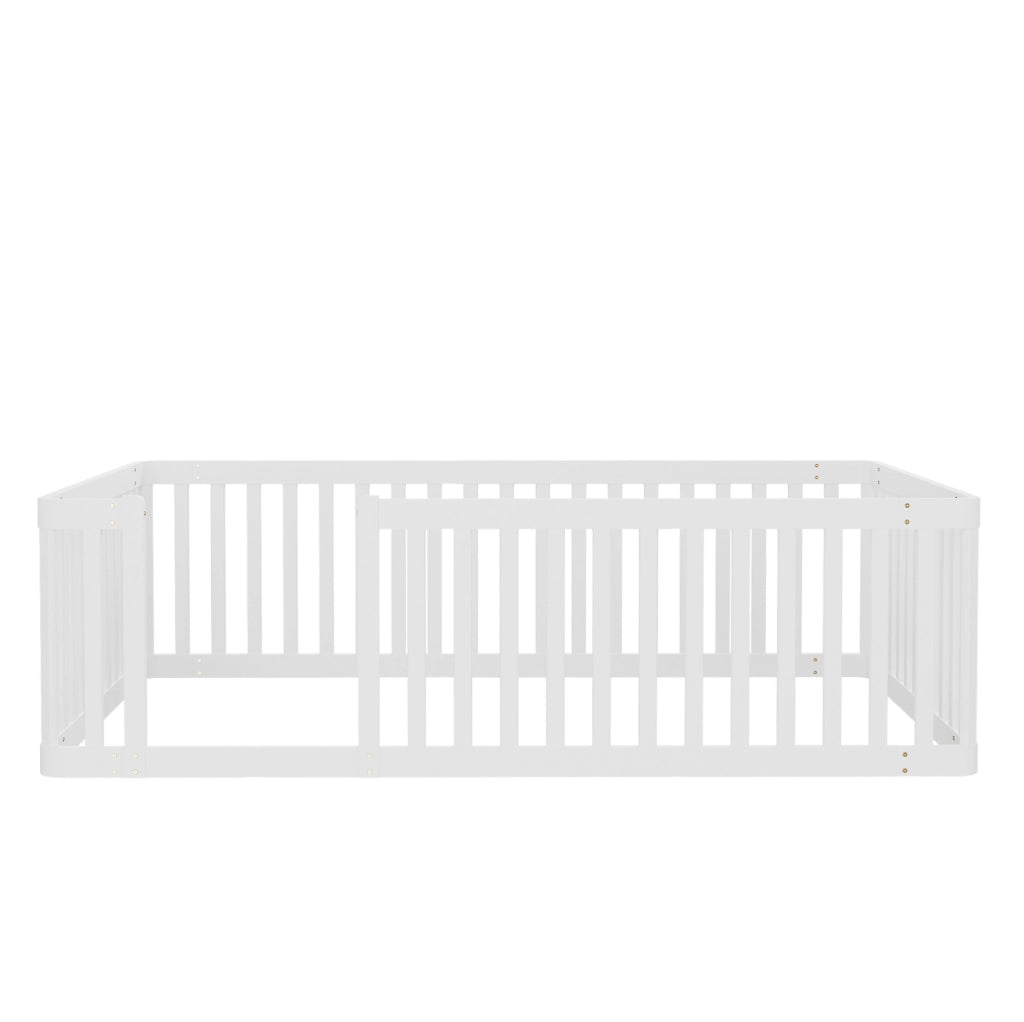 Letto per bambini 90x200 cm con recinto semichiuso in legno di pino bianco