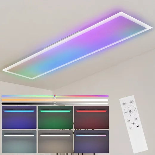 ZMH Lampada da soffitto plafoniera LED dimmerabile pannello lungo RGB per soggiorno cucina festa