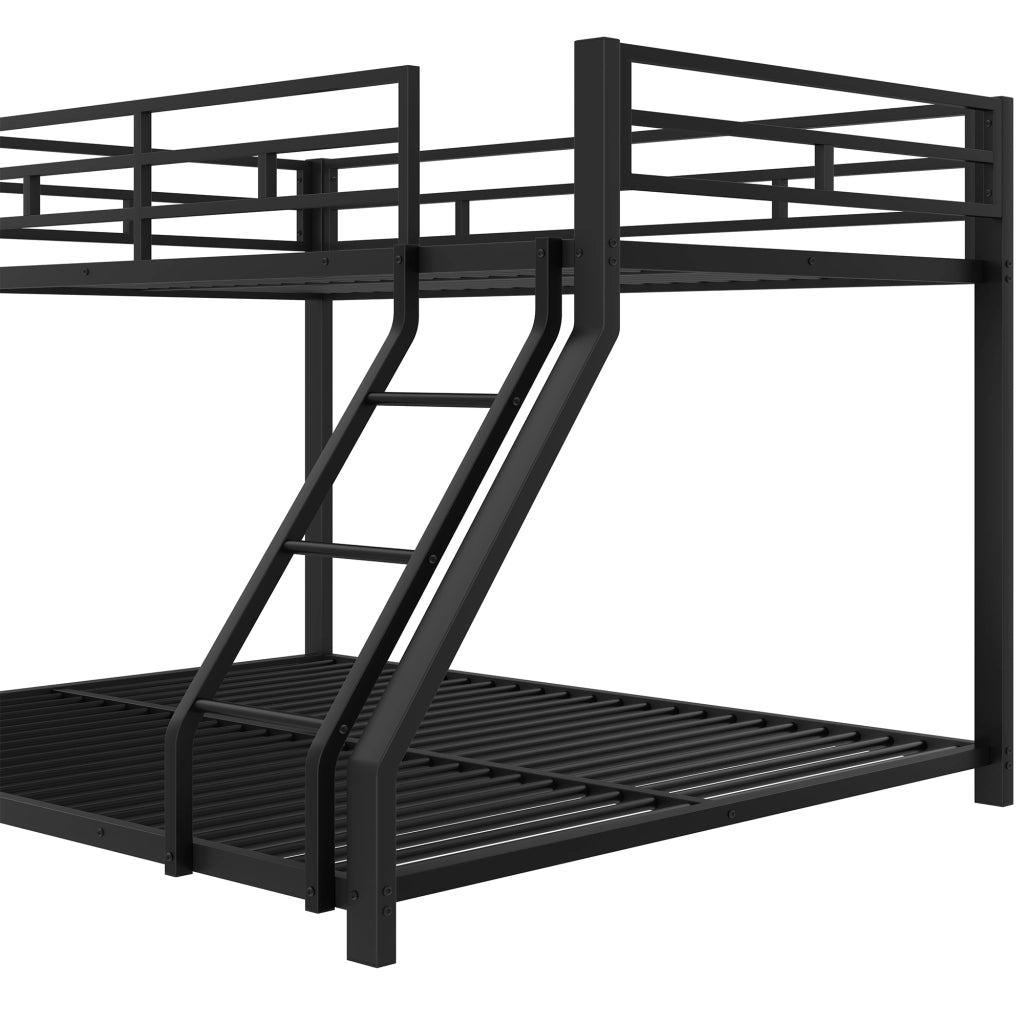 Letto a castello 90×200 cm e 140×200 cm; 2 posti con scala; sponde; senza materasso; metallo nero