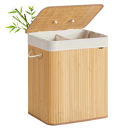 Cesto portabiancheria in bambù 72 litri pieghevole con sacco estraibile e lavabile sacco portabiancheria beige 12_0006714