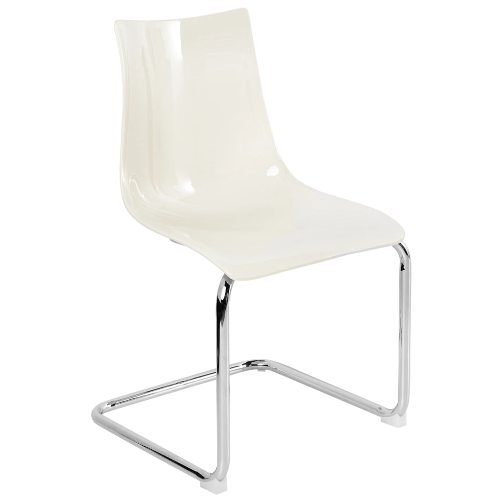 Set di 2 sedie da pranzo con seduta in plastica bianco sporco a sbalzo stile moderno