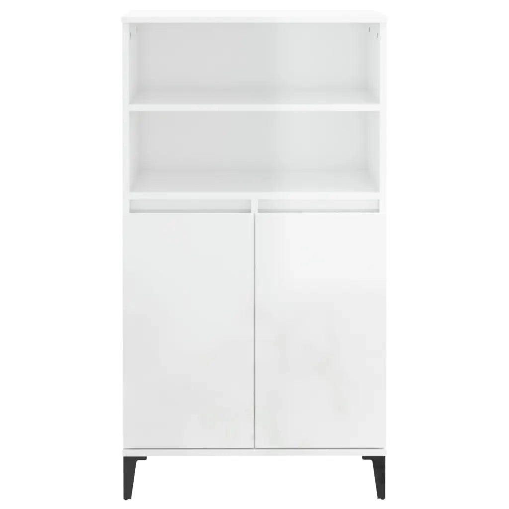 Credenza-Buffet-Armadio da cucina Bianco Lucido 60x36x110 cm in Legno Multistrato