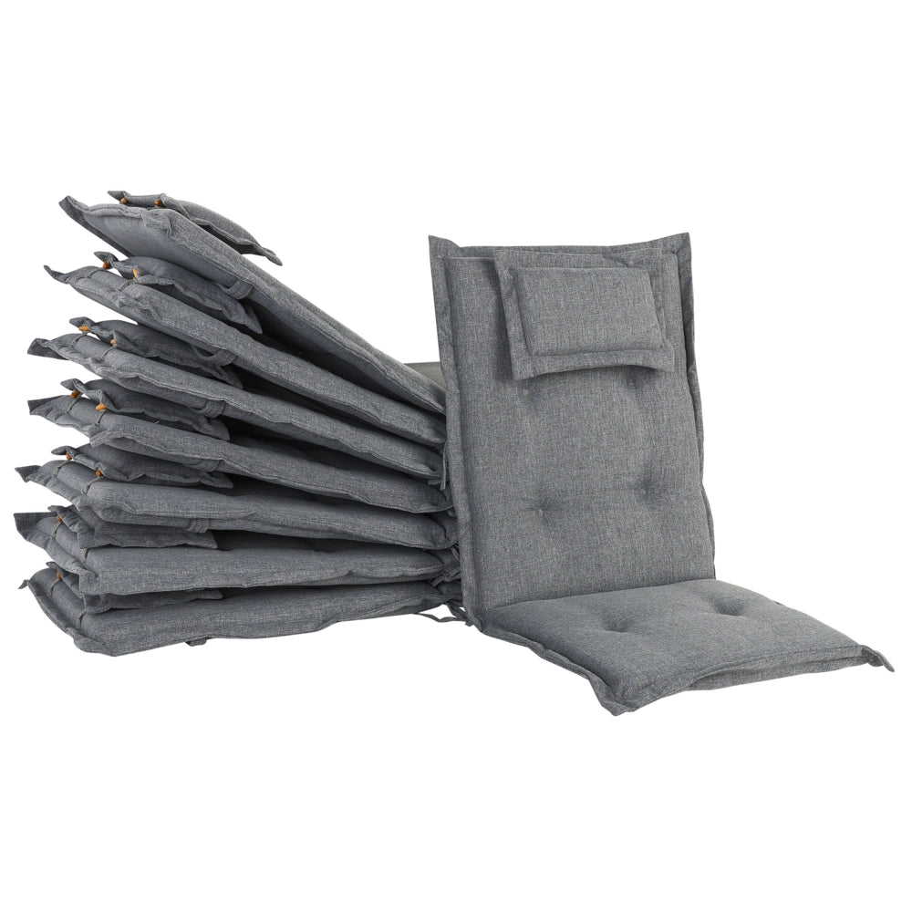 Set di cuscini di ricambio per sedie da esterno in tessuto grigio resistente ai raggi UV con imbottitura spessa 8 cuscini