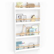 IDMarket - Libreria a muro per bambini a 4 ripiani in legno e bianco PAULETTE