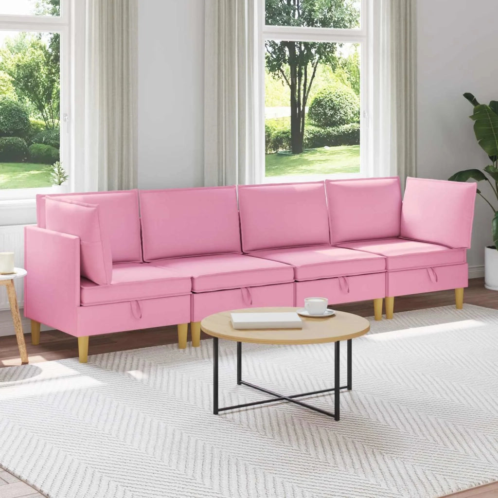 Set di mobili per il soggiorno con cuscino 4 pcs Rosa Tessuto 3413724