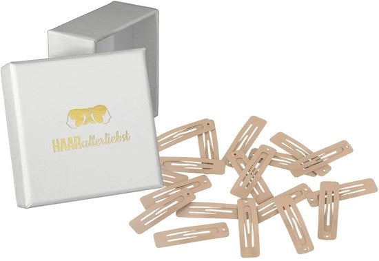 Spillelli per capelli rettangolari piccoli e ideali per bambini e adulti, 20 pezzi in beige (3,9 cm), inclusa scatola di conservazione.