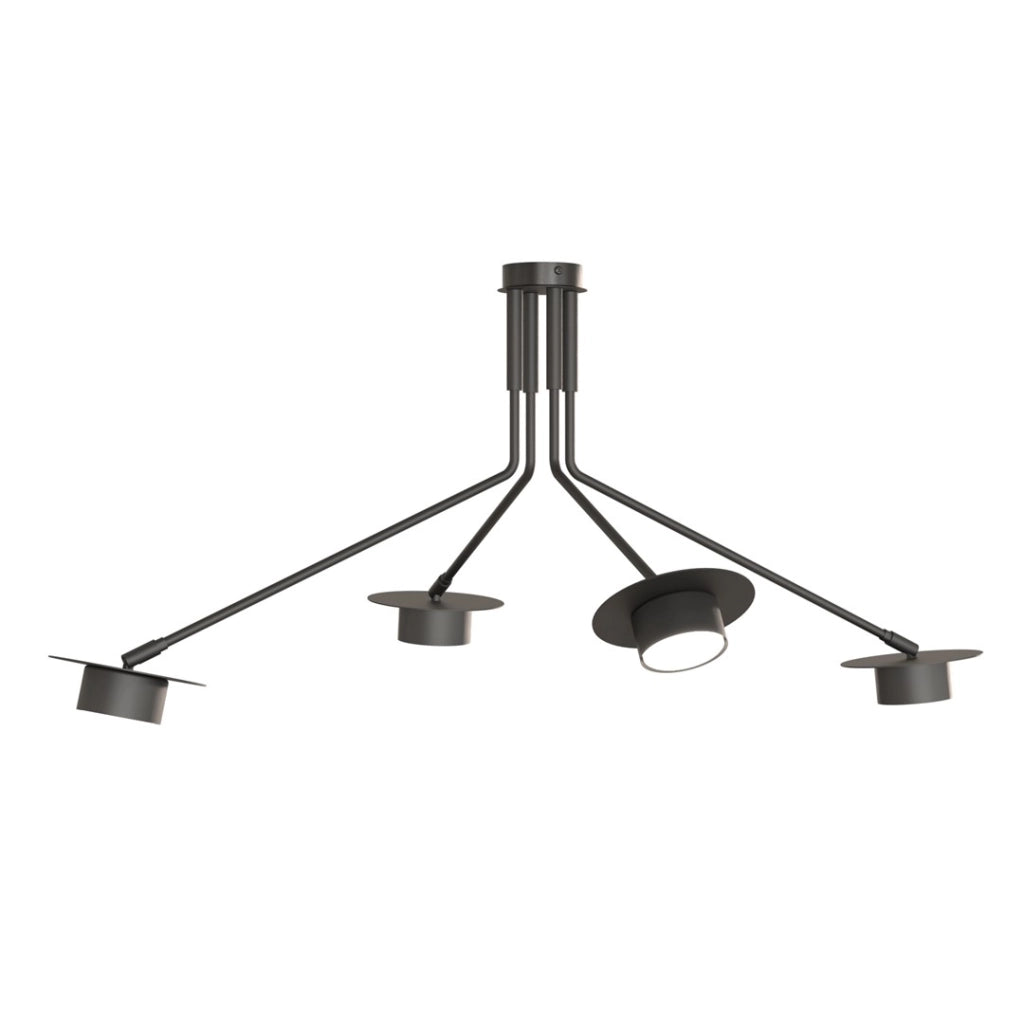 Plafoniera nera MIZU 4xGX53 bracci geometrici Emibig