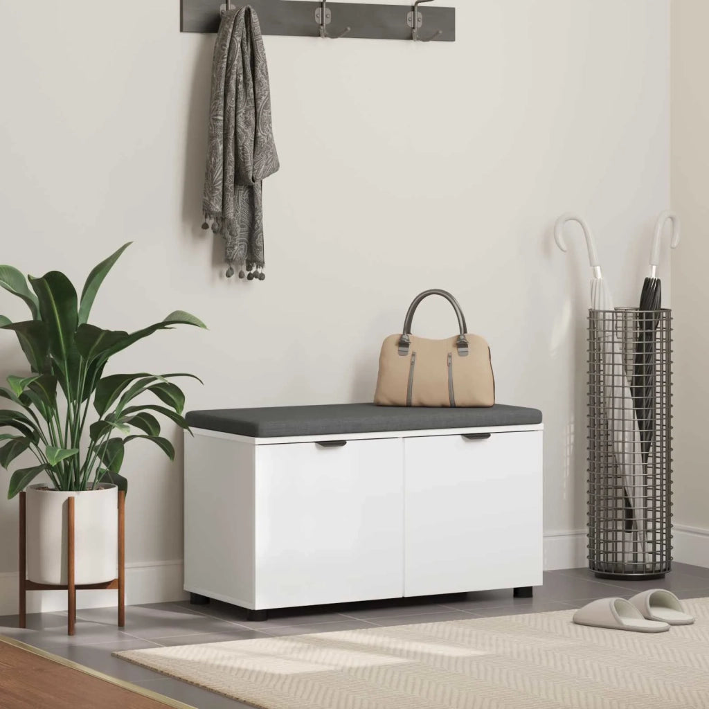 Panca per ingresso con cuscino con porta Bianco 80 x 38 x 46 cm