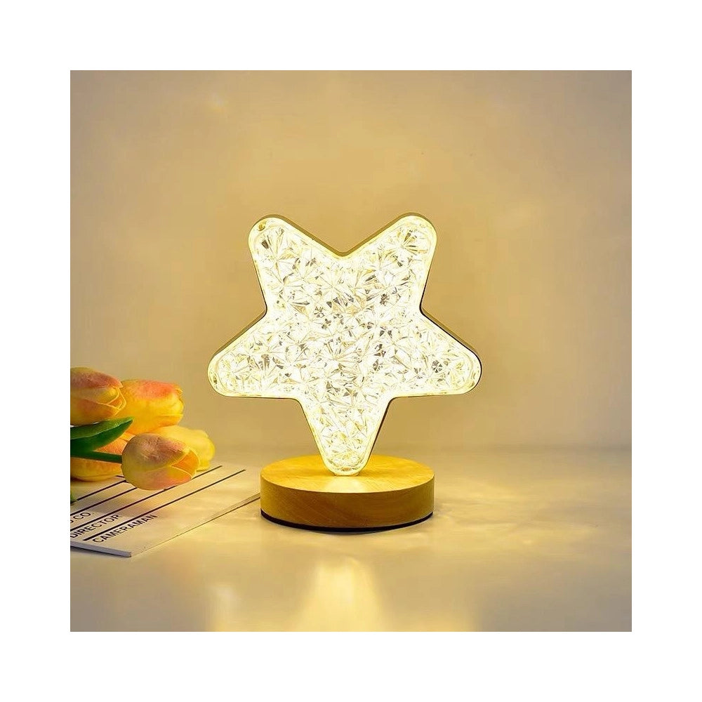 Trade Shop - Lampada Da Tavolo A Forma Di Stella Ricaricabile Usb Touch 3 Intensità Di Luce -