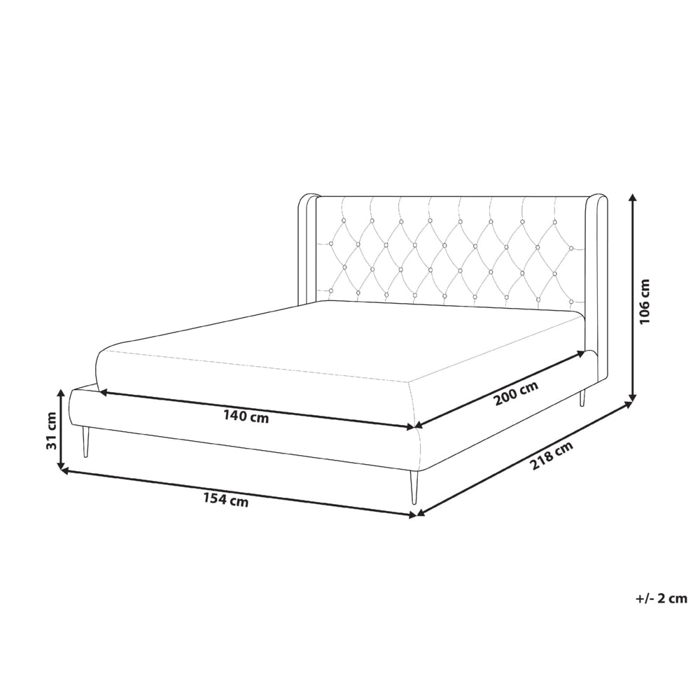 Letto matrimoniale velluto beige 140 x 200 cm design moderno contemporaneo