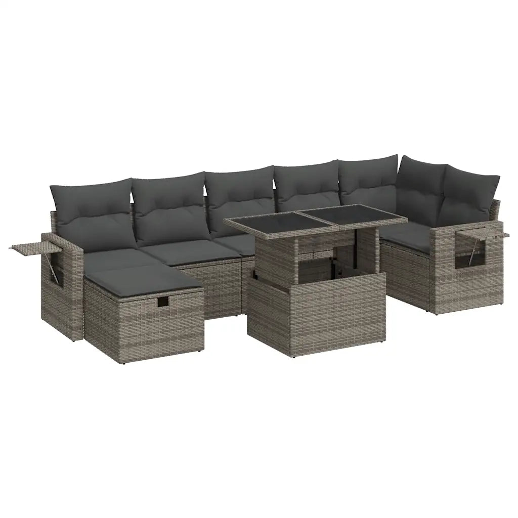 Set Divano da Giardino 8 pz con Cuscini Grigio in Polyrattan 3327870